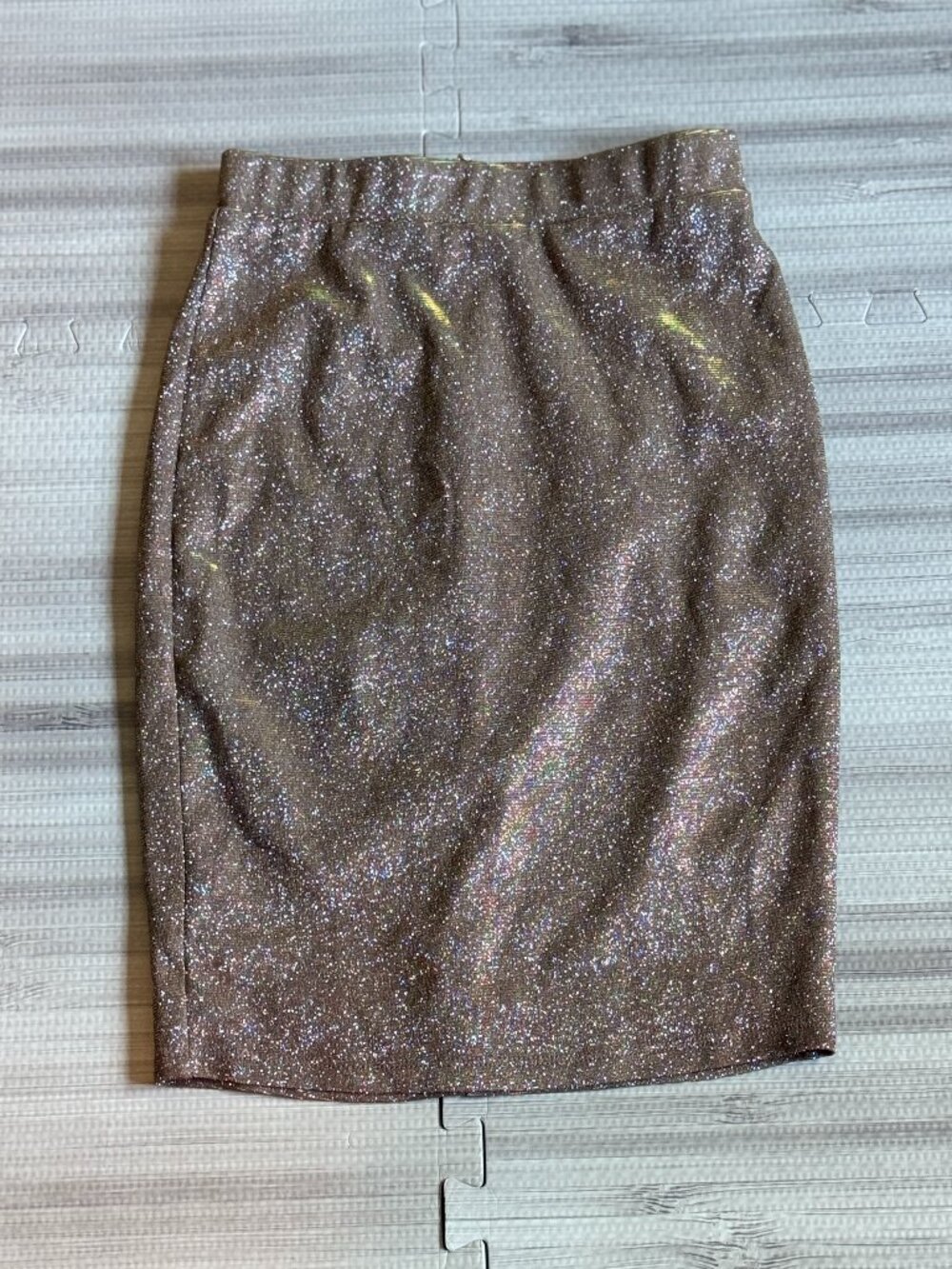 Lulus Women's Gold Shimmer and Shake Iridescent Gold Pencil Mini Skirt
